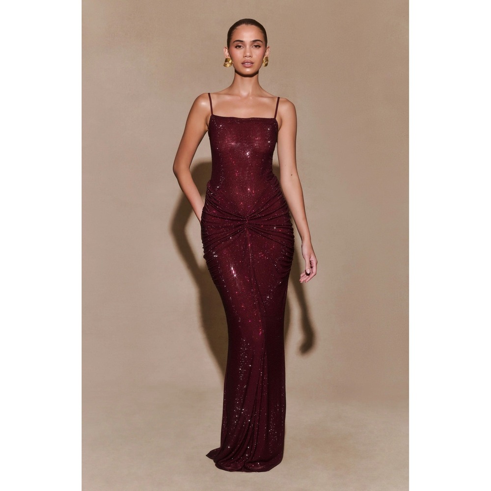 Meshki Roisin Diamante Bling Maxi Dress Small
